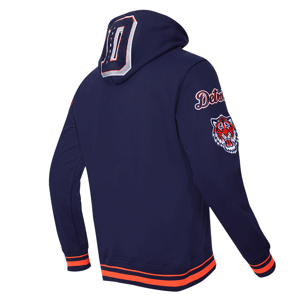 Pro Standard Men's MLB Detroit Tigers Mashup Rib PO Hoodie - Navy/Orange - NAVY/ORANGE Thumbnail View 4