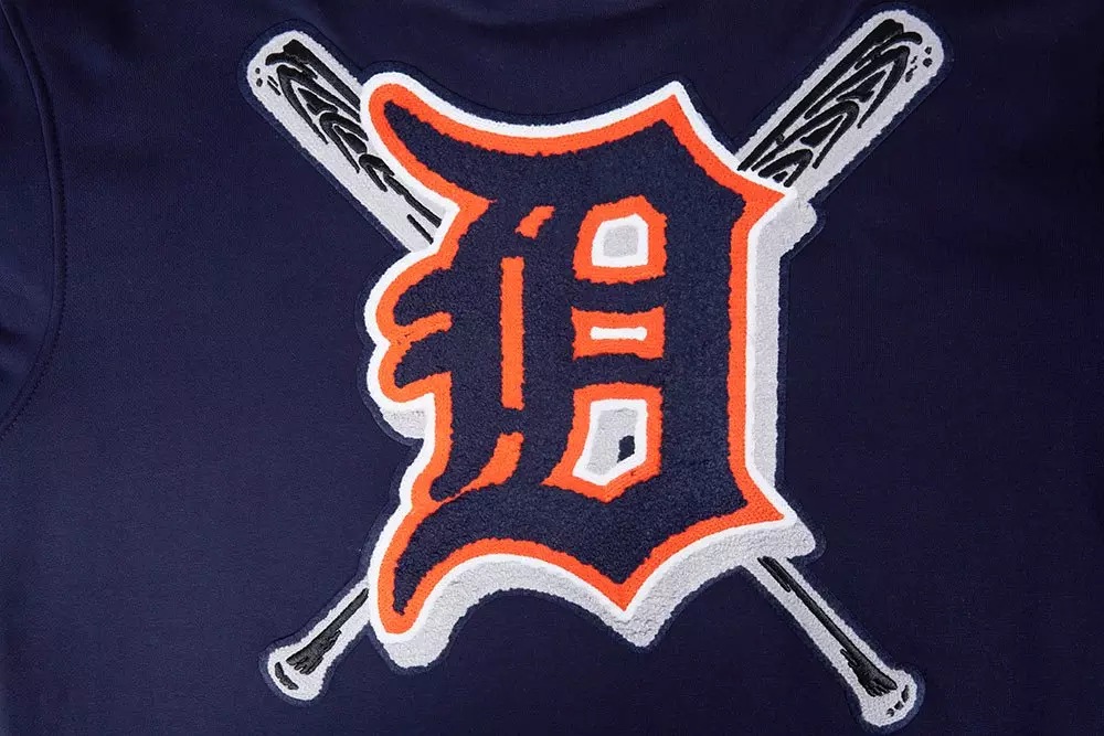 Pro Standard Men's MLB Detroit Tigers Mashup Rib PO Hoodie - Navy/Orange - NAVY/ORANGE