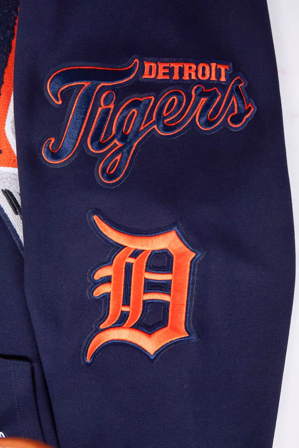 Pro Standard Men's MLB Detroit Tigers Mashup Rib PO Hoodie -Navy/Orange - NAVY/ORANGE