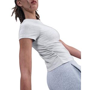 Nike Women's Sportswear Chill Knit Tight Short-Sleeve Mock-Neck Top -Lt Brown