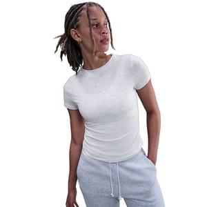 Nike Women's Sportswear Chill Knit Tight Short-Sleeve Mock-Neck Top -Lt Brown