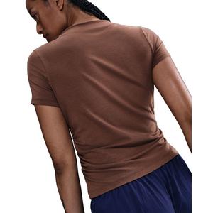 Nike Women's Sportswear Chill Knit Tight Short-Sleeve Mock-Neck Top -Brown