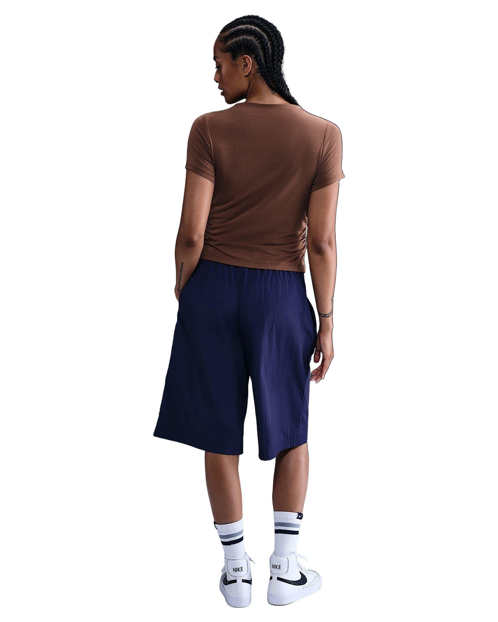 Nike Women's Sportswear Chill Knit Tight Short-Sleeve Mock-Neck Top -Brown - BROWN Thumbnail View 5