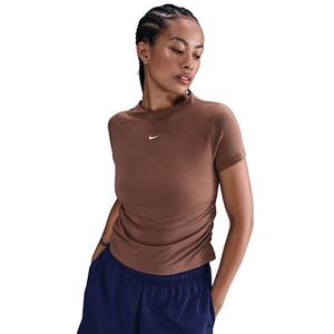 Nike Women's Sportswear Chill Knit Tight Short-Sleeve Mock-Neck Top -Brown