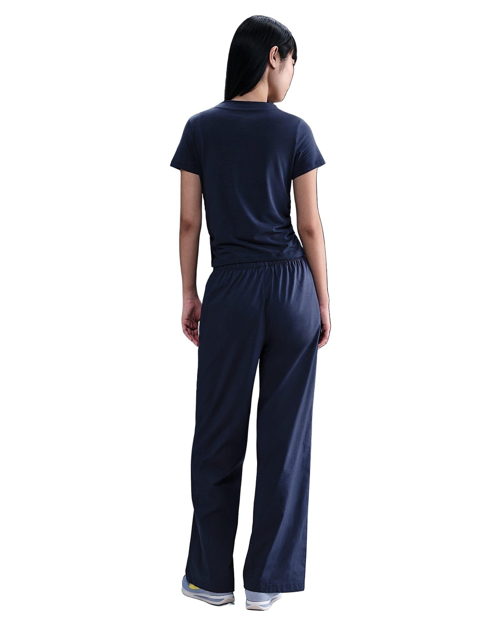 Nike Women's Sportswear Chill Knit Tight Short-Sleeve Mock-Neck Top -Navy - NAVY Thumbnail View 5