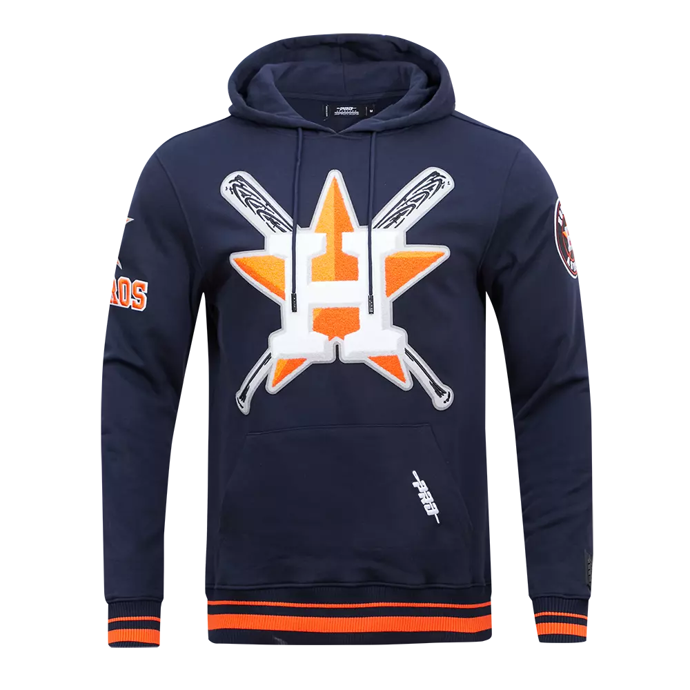 Pro Standard Men's MLB Houston Astros Mashup Rib PO Hoodie -Navy/Orange - NAVY/ORANGE