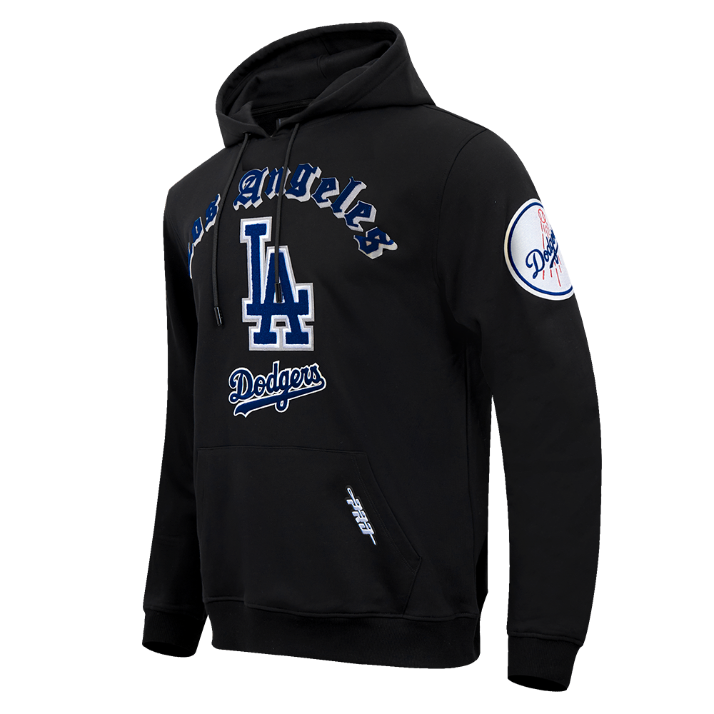 Pro Standard Men's MLB Los Angeles Dodgers Old English PO Hoodie - Black - BLACK Thumbnail View 3