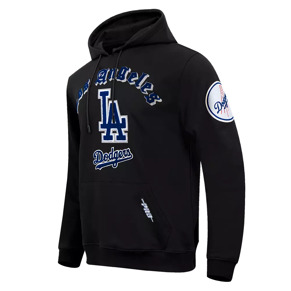 Pro Standard Men's MLB Los Angeles Dodgers Old English PO Hoodie - Black - BLACK