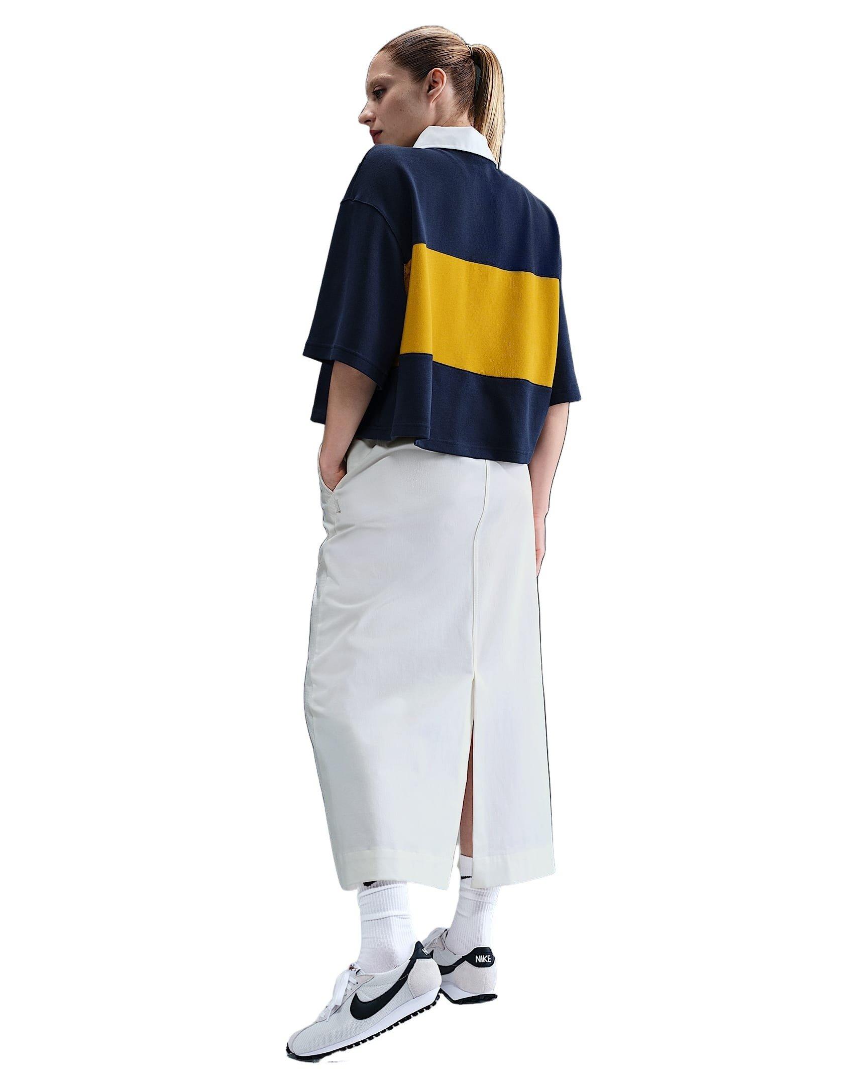 Nike Women's Sportswear Oversized Short-Sleeve Polo Top - Navy/White/Yellow - NAVY/WHITE/YELLOW Thumbnail View 5