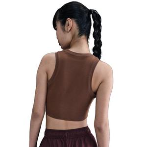 Nike Women's Sportswear Chill Knit Tight Cropped Mini-Rib Tank Top -Brown