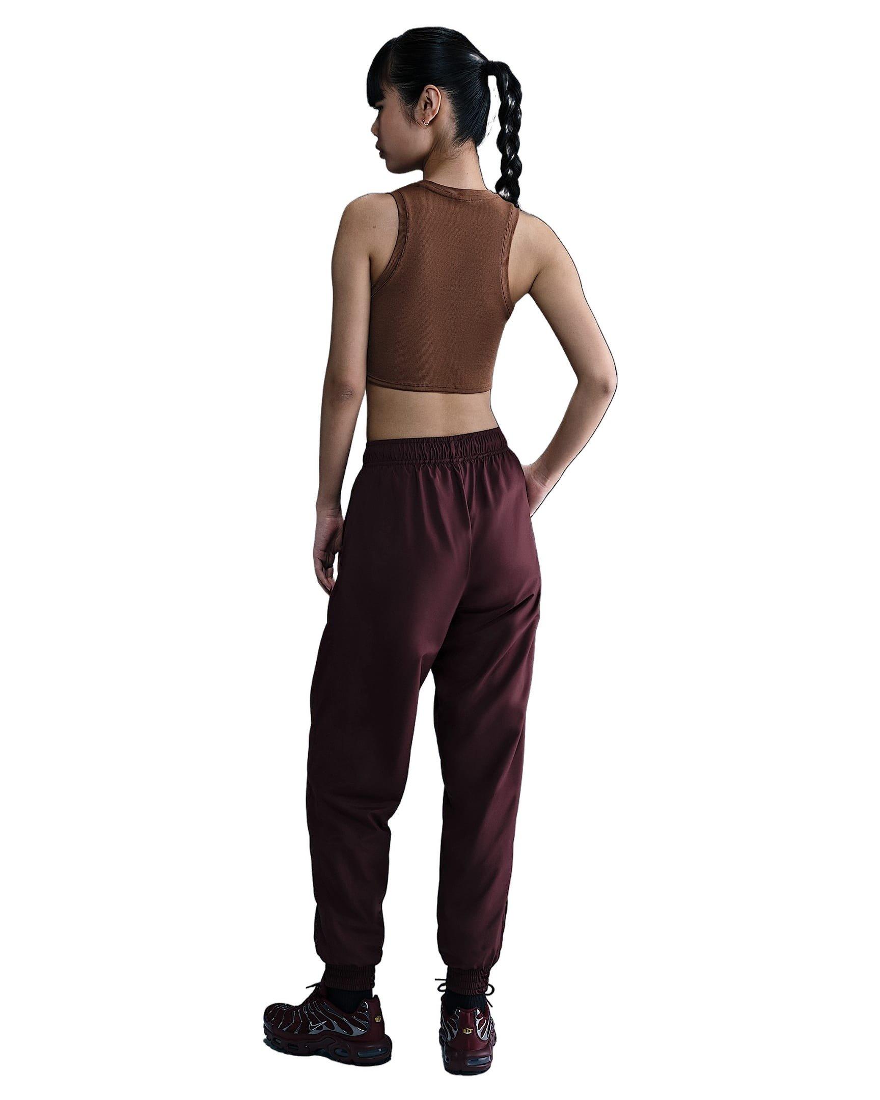 Nike Women's Sportswear Chill Knit Tight Cropped Mini-Rib Tank Top -Brown - BROWN Thumbnail View 5