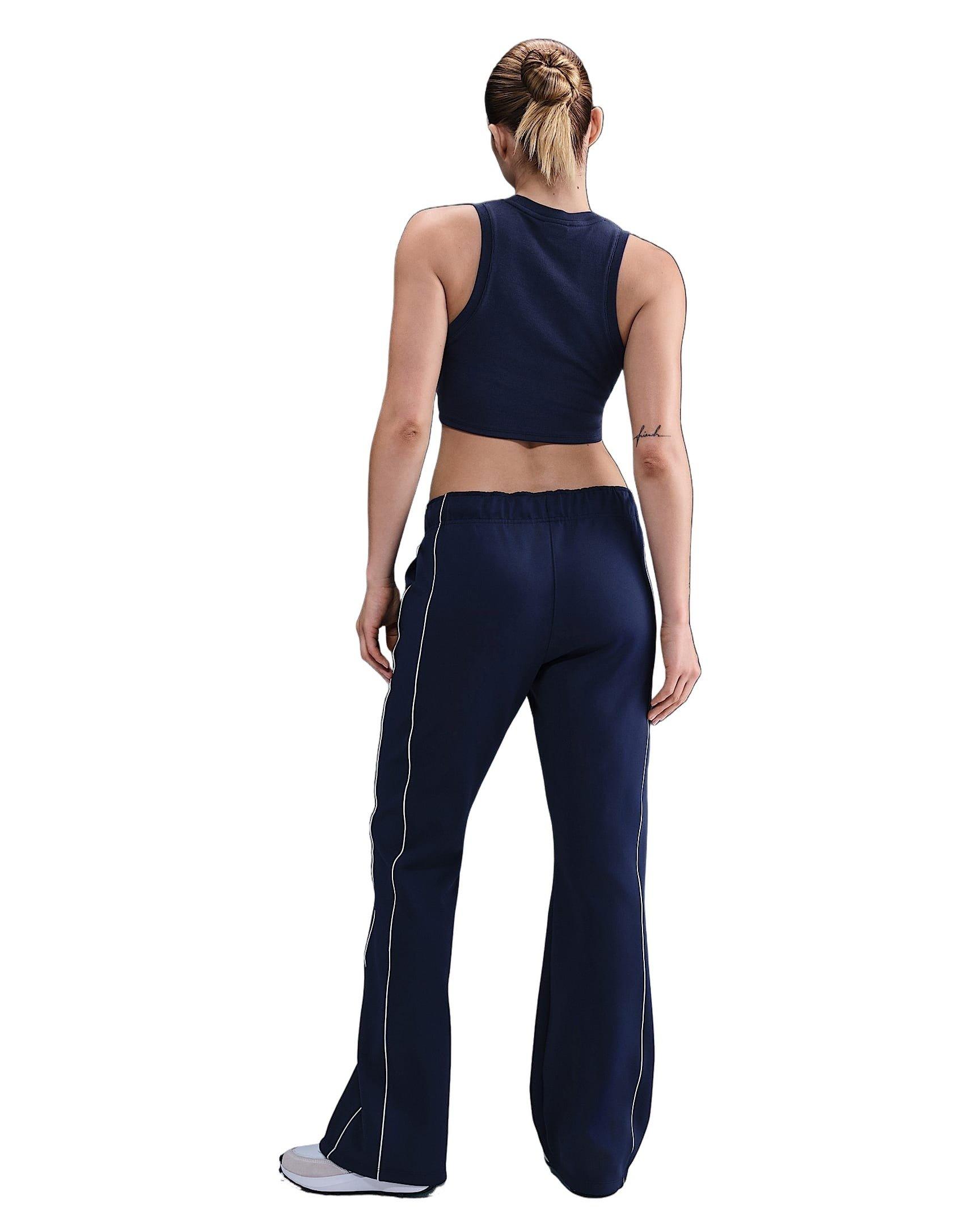 Nike Women's Sportswear Chill Knit Tight Cropped Mini-Rib Tank Top -Navy - NAVY Thumbnail View 5