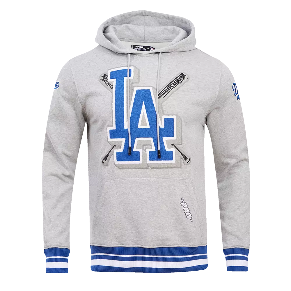 Pro Standard Men's MLB Los Angeles Dodgers Mashup Rib PO Hoodie -Grey/Blue - GREY/BLUE