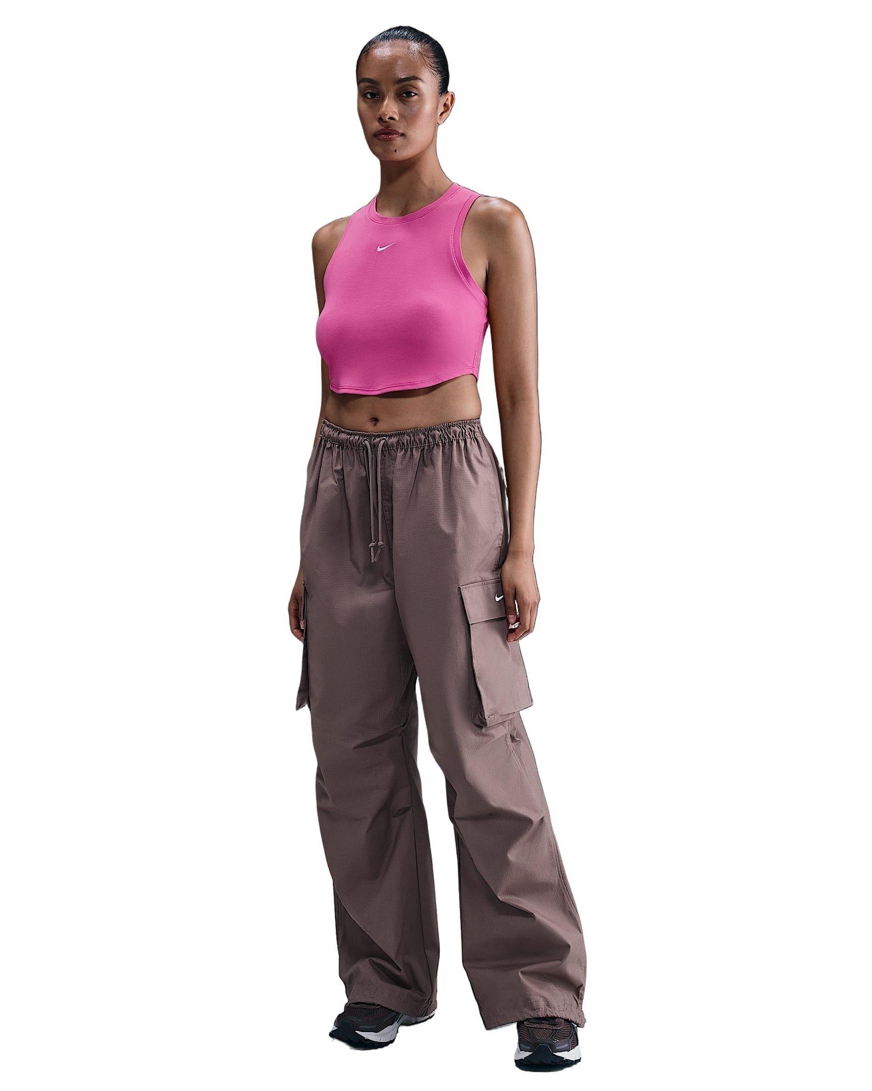 Nike Women's Sportswear Chill Knit Tight Cropped Mini-Rib Tank Top - Pink - PINK