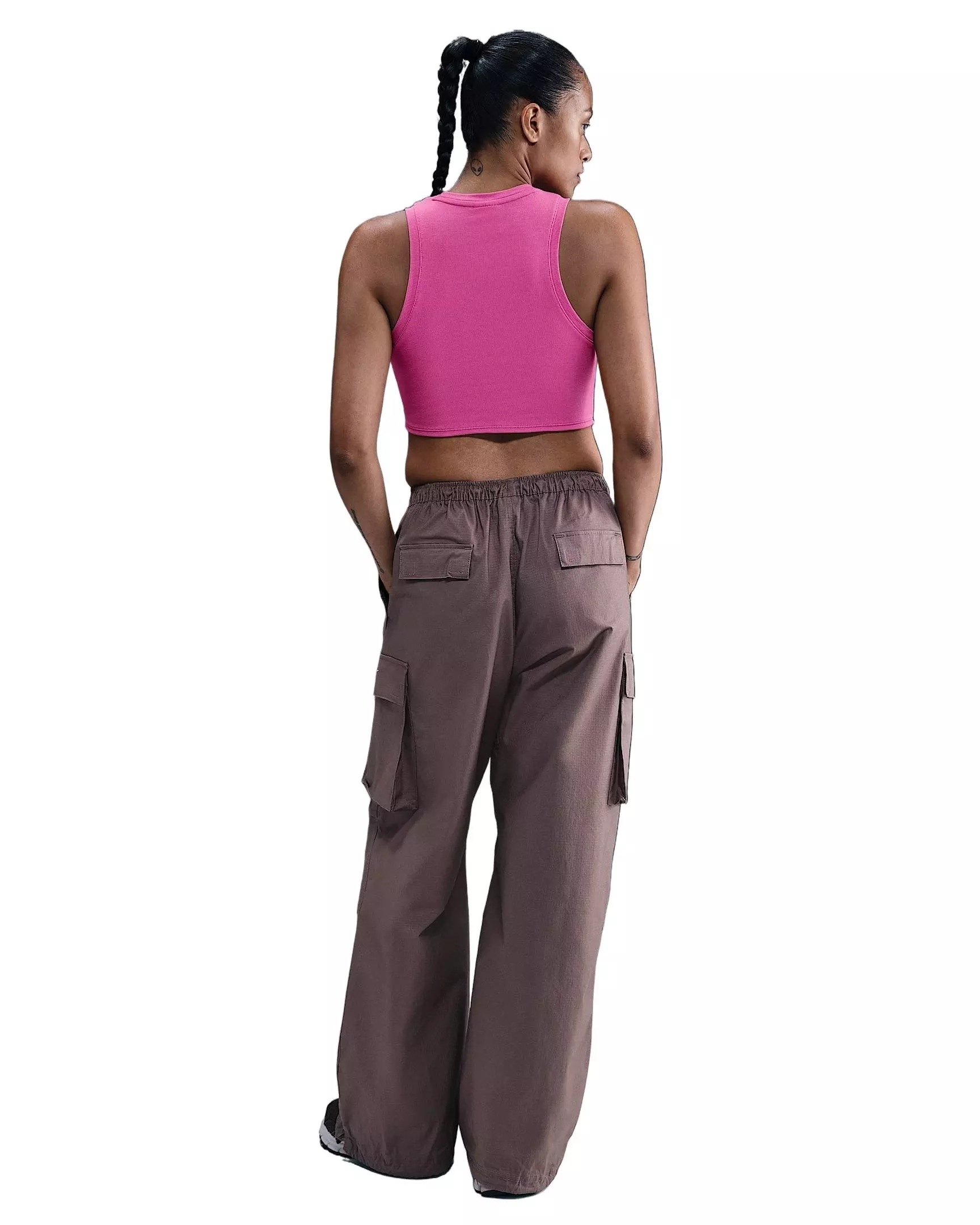 Nike Women's Sportswear Chill Knit Tight Cropped Mini-Rib Tank Top - Pink - PINK