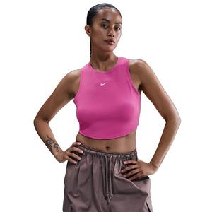 Nike Women's Sportswear Chill Knit Tight Cropped Mini-Rib Tank Top -Pink