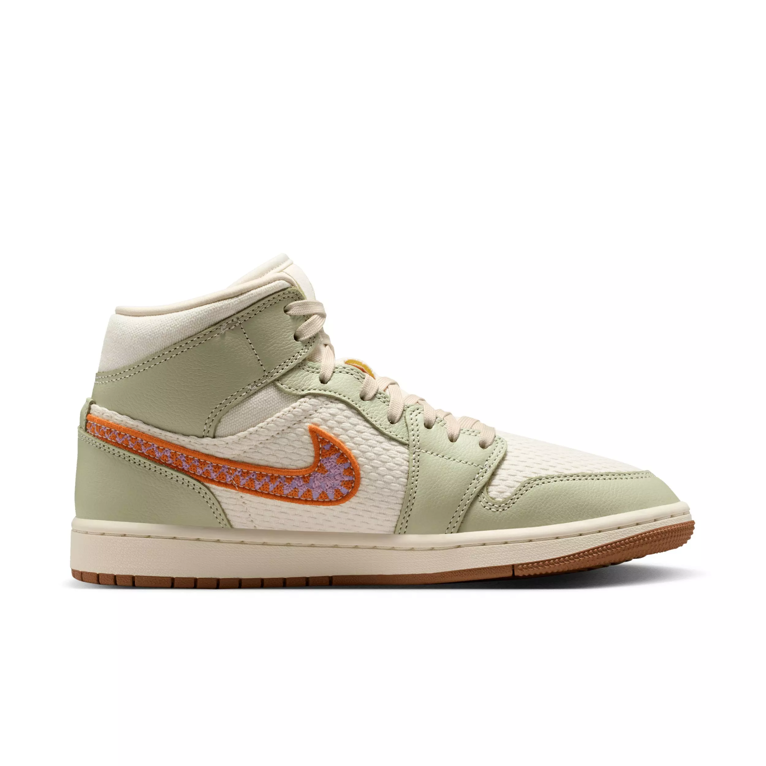 Jordan 1 Mid SE "Olive Aura/Lawn/University Blue/Pearl White" Women's Shoe - OLIVE/LAWN/BLUE/WHITE