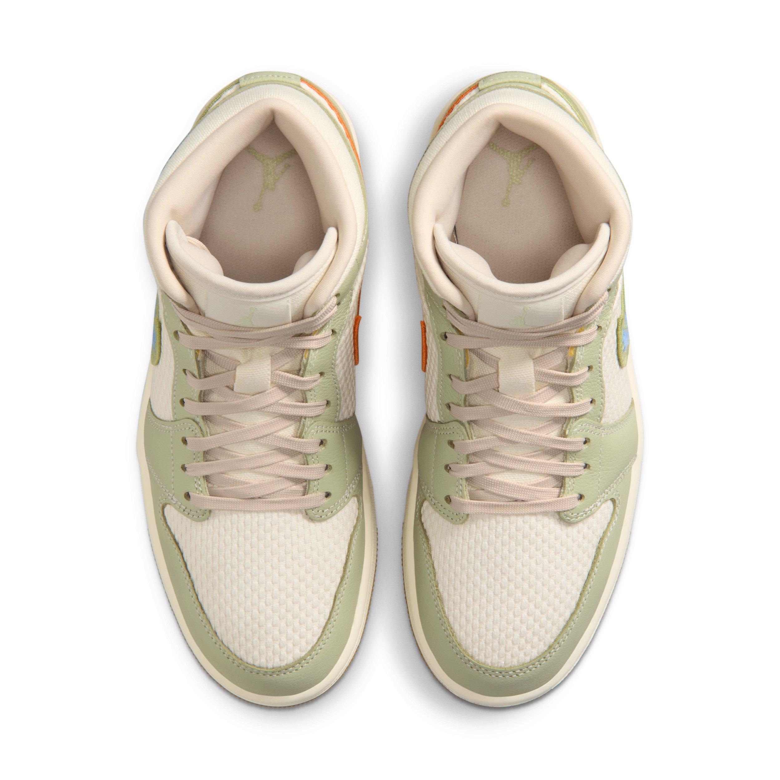 Jordan 1 Mid SE "Olive Aura/Lawn/University Blue/Pearl White" Women's Shoe - OLIVE/LAWN/BLUE/WHITE Thumbnail View 4