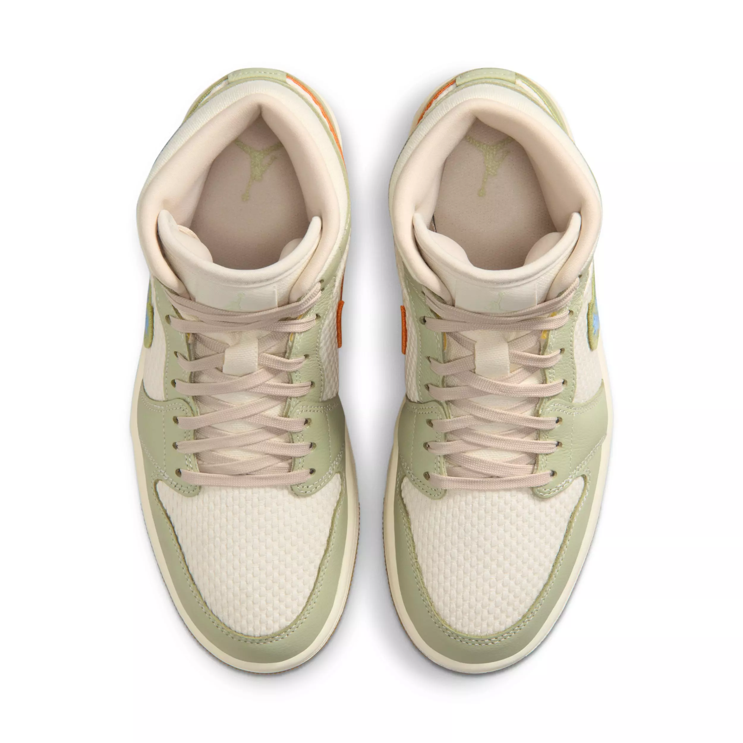 Jordan 1 Mid SE "Olive Aura/Lawn/University Blue/Pearl White" Women's Shoe - OLIVE/LAWN/BLUE/WHITE