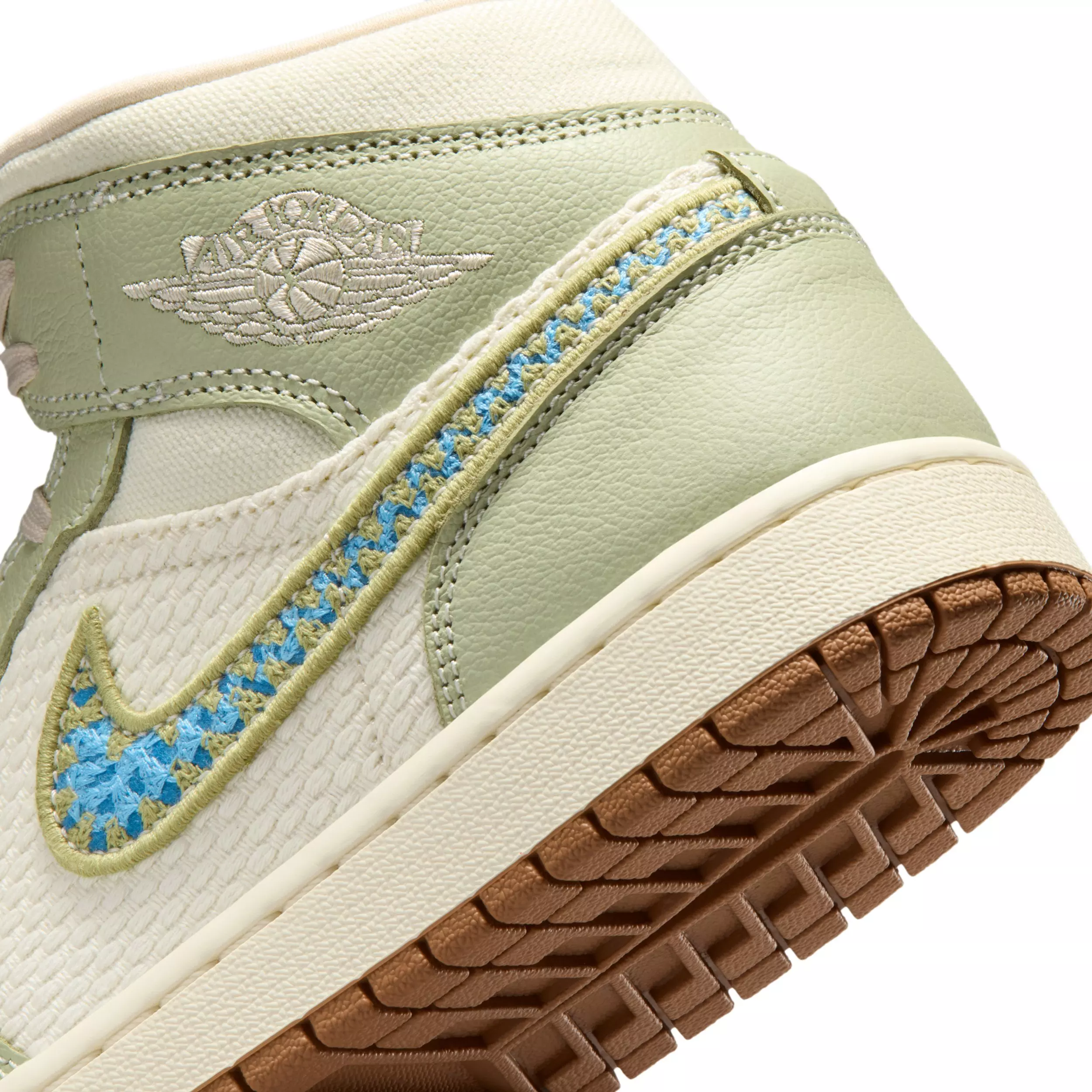 Jordan 1 Mid SE "Olive Aura/Lawn/University Blue/Pearl White" Women's Shoe - OLIVE/LAWN/BLUE/WHITE