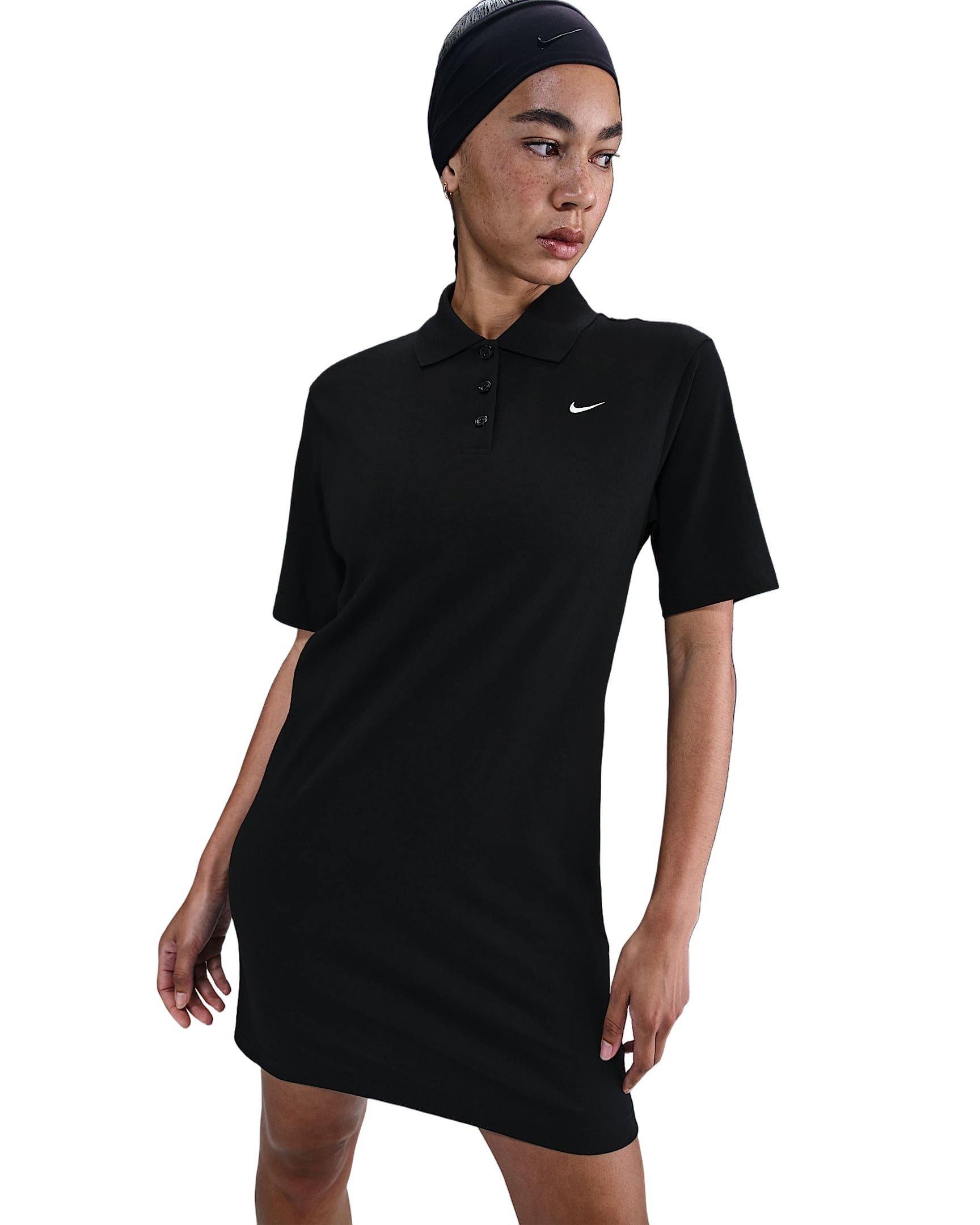 Nike Women's Sportswear Essential Short-Sleeve Polo Dress -Black - BLACK Thumbnail View 1
