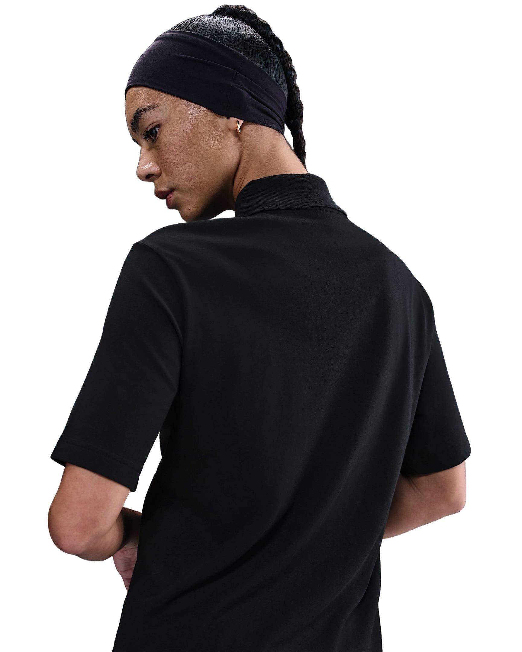 Nike Women's Sportswear Essential Short-Sleeve Polo Dress -Black - BLACK Thumbnail View 2