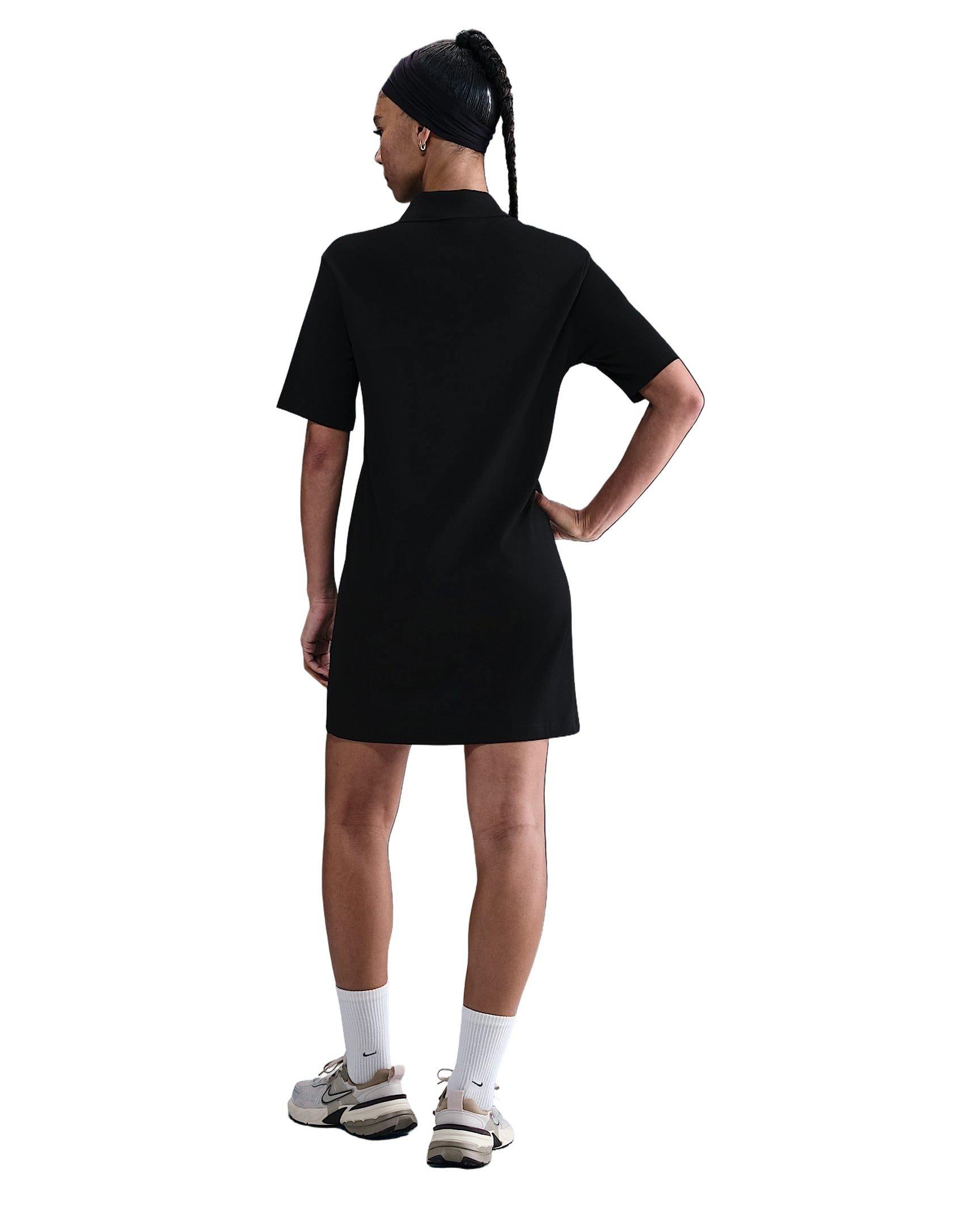 Nike Women's Sportswear Essential Short-Sleeve Polo Dress - Black - BLACK Thumbnail View 5