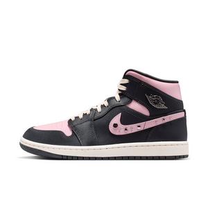Jordan 1 Mid SE "Anthracite/Iced Carmine/Coconut Milk/Metallic Silver" Women's Shoe