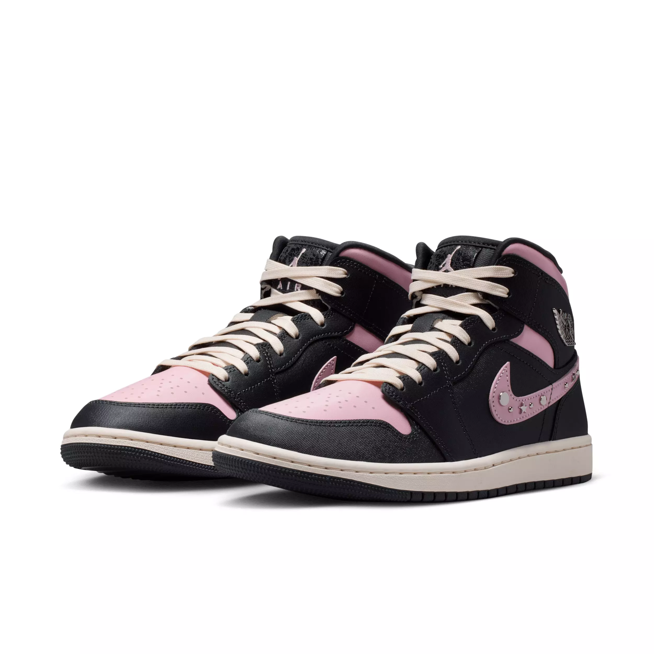 Jordan 1 Mid SE "Anthracite/Iced Carmine/Coconut Milk/Metallic Silver" Women's Shoe - ANTHRACITE/CARMINE/MILK/SILVER