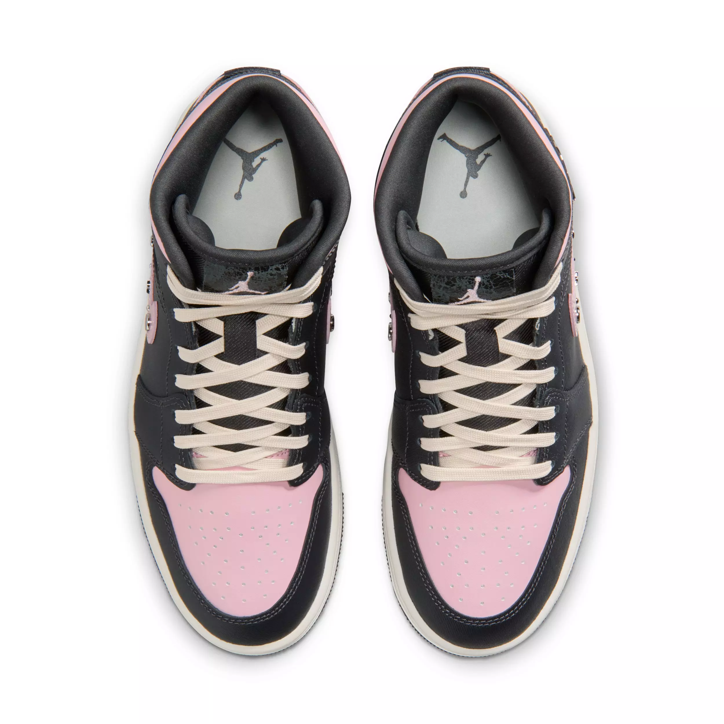 Jordan 1 Mid SE "Anthracite/Iced Carmine/Coconut Milk/Metallic Silver" Women's Shoe - ANTHRACITE/CARMINE/MILK/SILVER