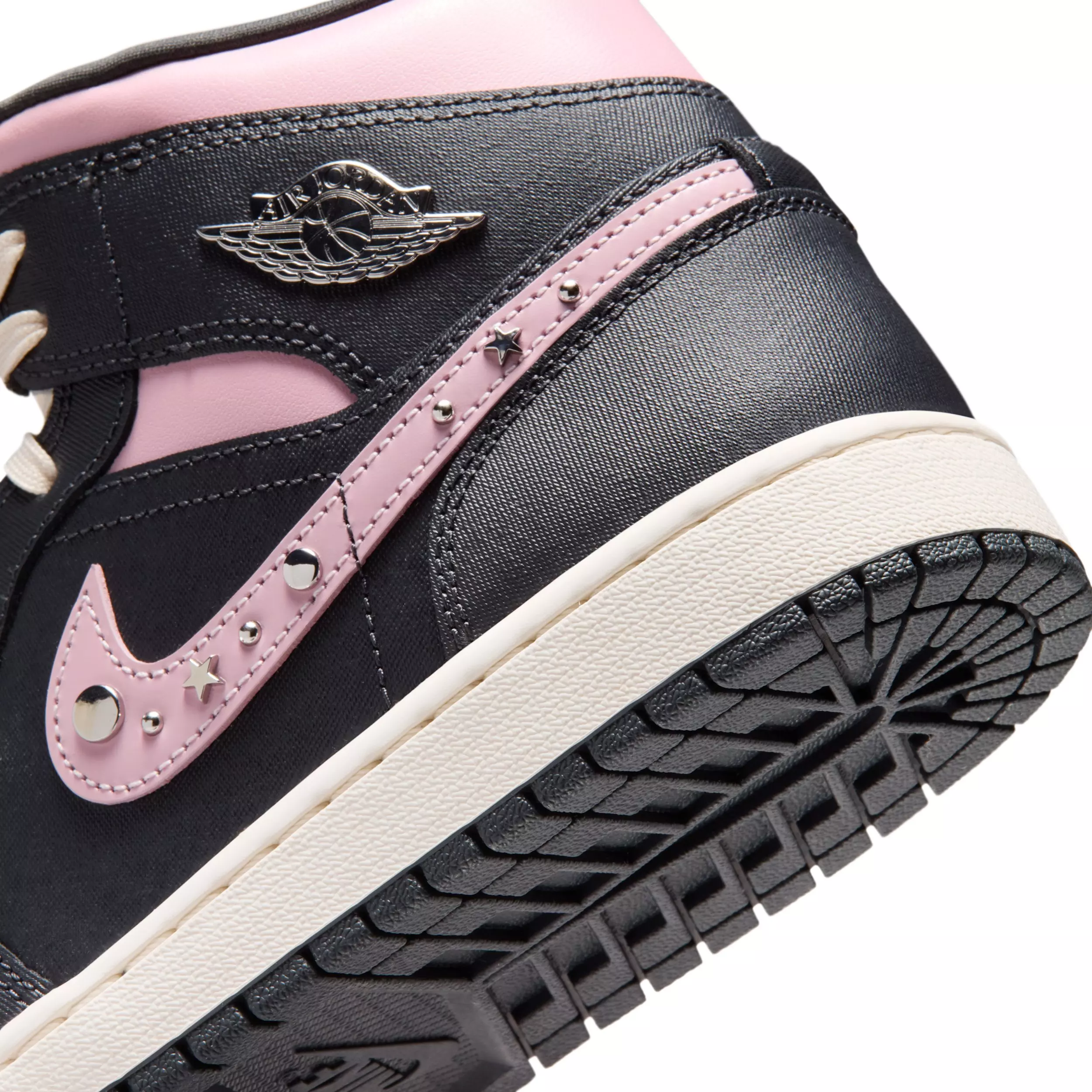 Jordan 1 Mid SE "Anthracite/Iced Carmine/Coconut Milk/Metallic Silver" Women's Shoe - ANTHRACITE/CARMINE/MILK/SILVER