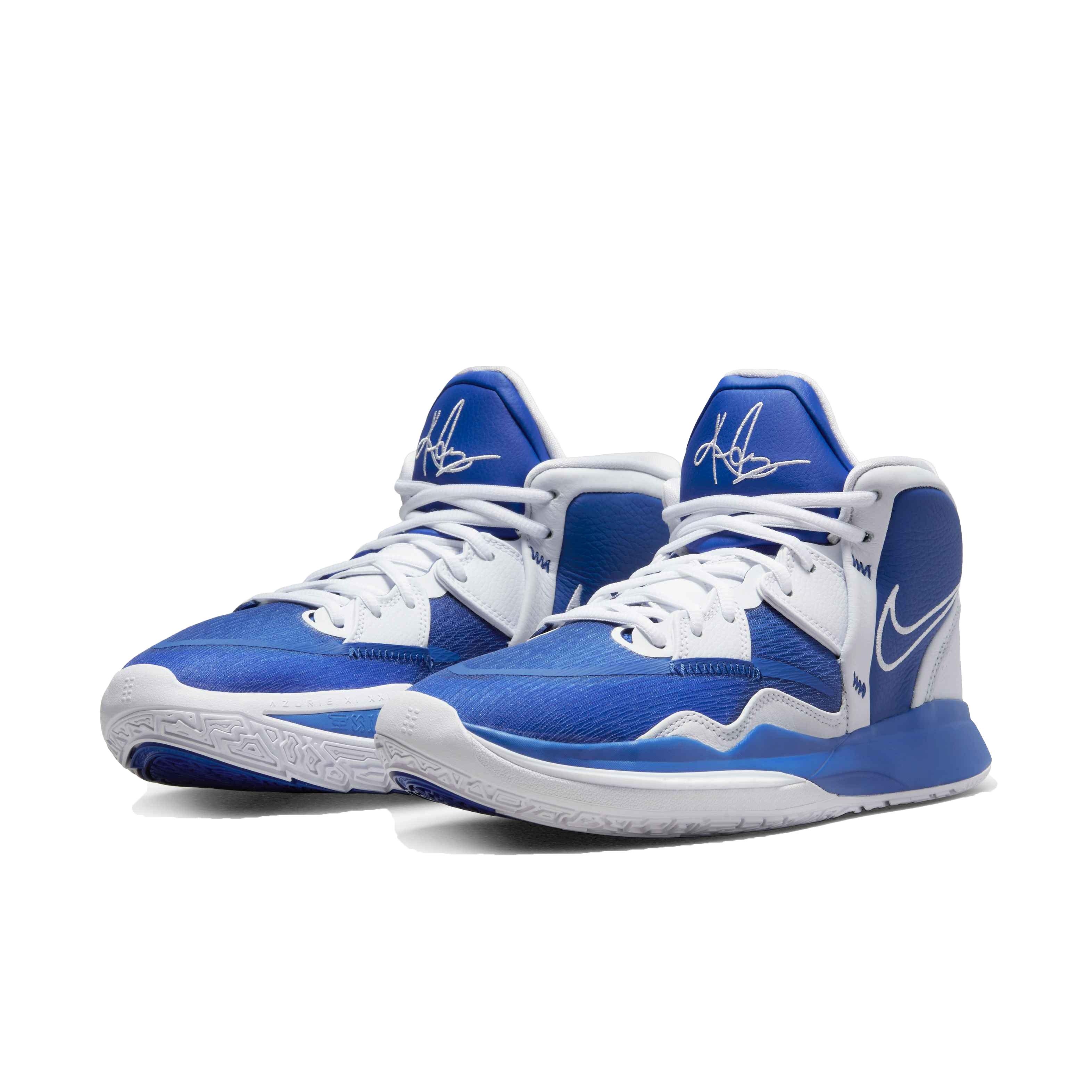 Royal blue and white best sale basketball shoes