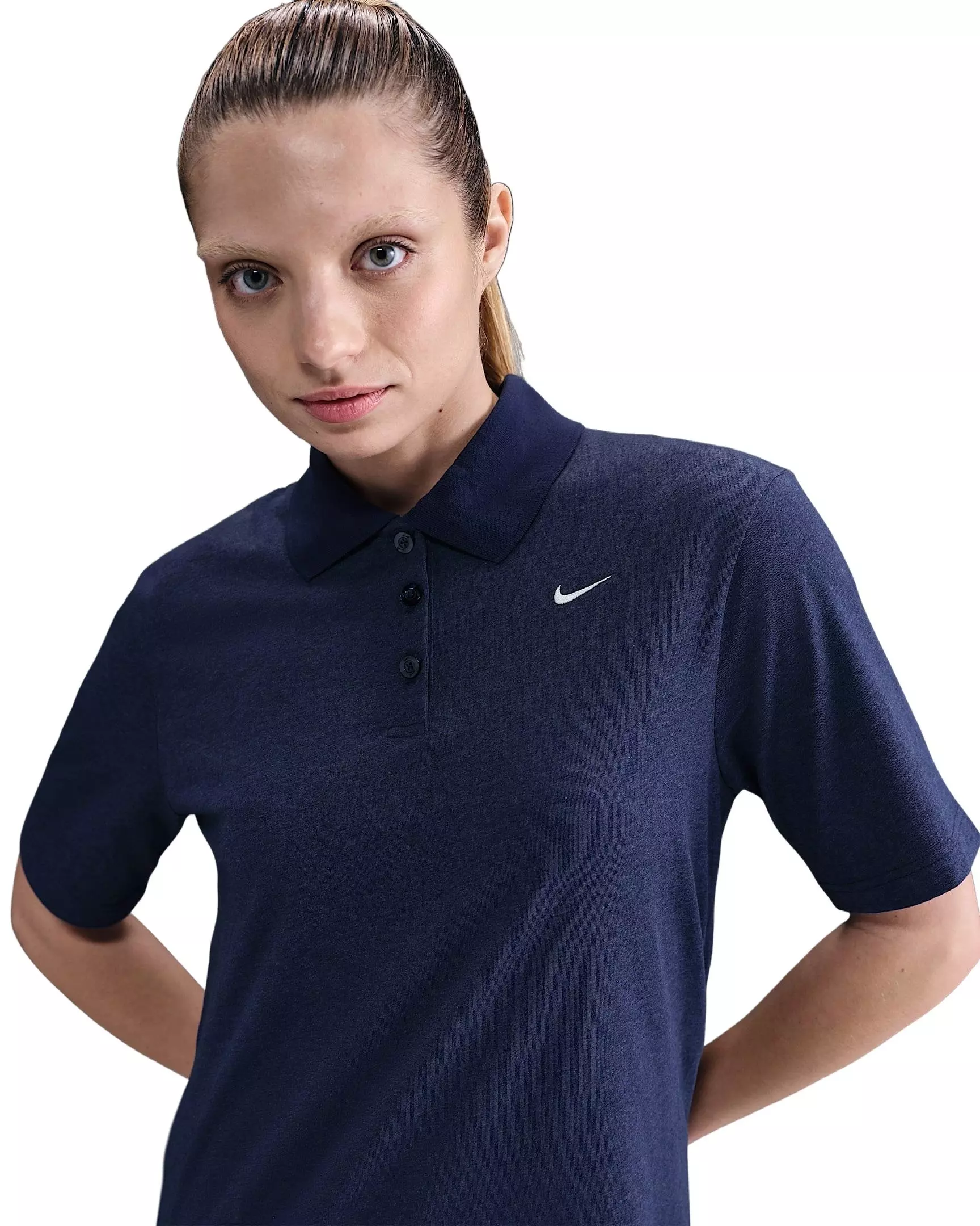 Nike Women's Sportswear Essential Short-Sleeve Polo Dress -Navy - NAVY