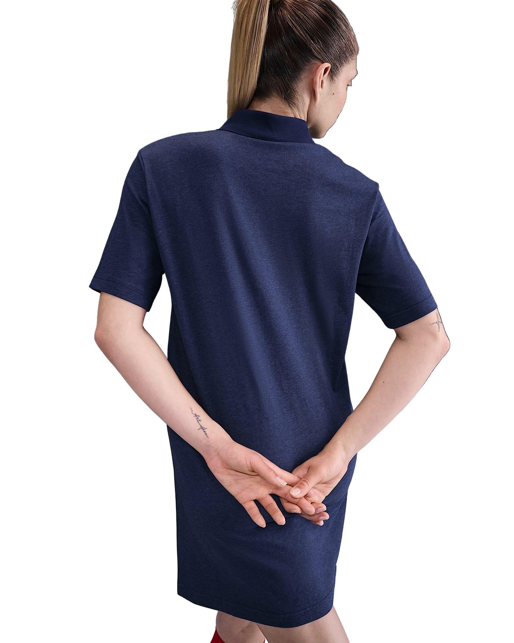 Nike Women's Sportswear Essential Short-Sleeve Polo Dress -Navy - NAVY Thumbnail View 5