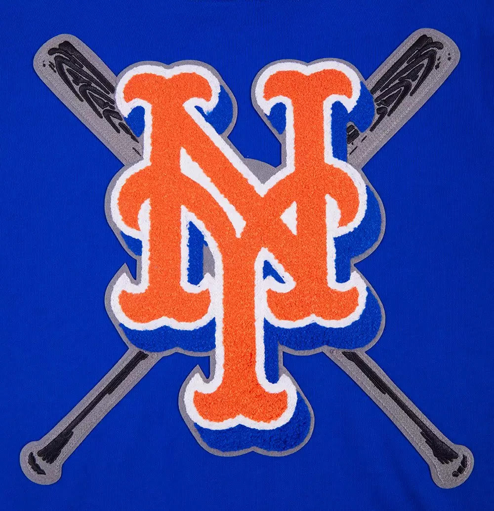 Pro Standard Men's MLB New York Mets Mashup Rib PO Hoodie -Royal/Orange - ROYAL/ORANGE