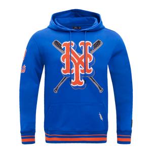 Pro Standard Men's MLB New York Mets Mashup Rib PO Hoodie -Royal/Orange
