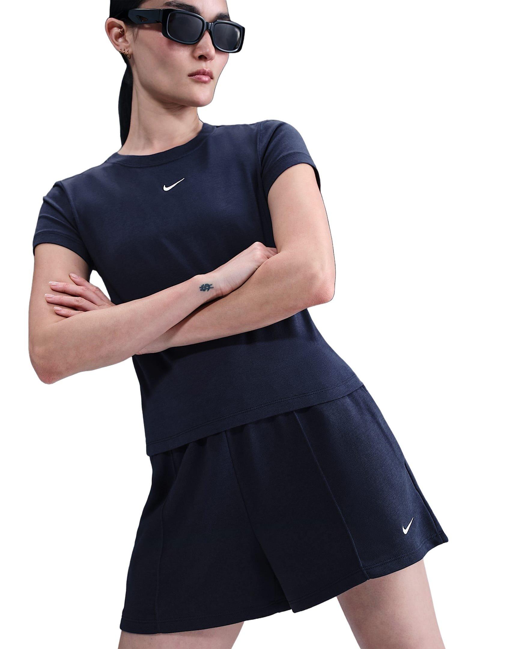 Nike Women's Sportswear Chill Terry Mid-Rise 4" French Terry Shorts - Navy - NAVY Thumbnail View 3