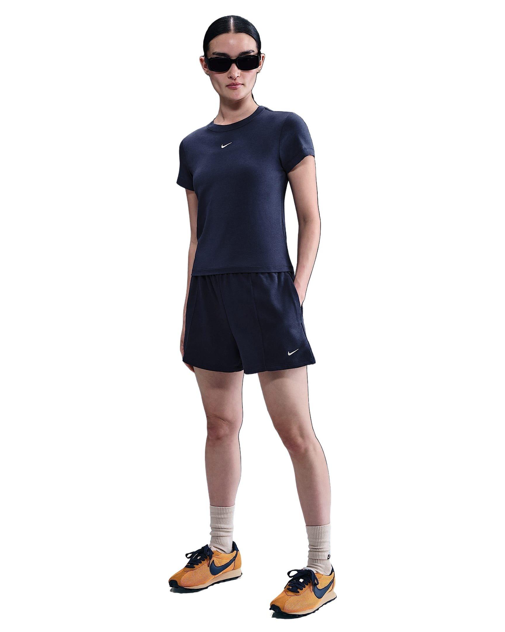 Nike Women's Sportswear Chill Terry Mid-Rise 4" French Terry Shorts - Navy - NAVY Thumbnail View 4