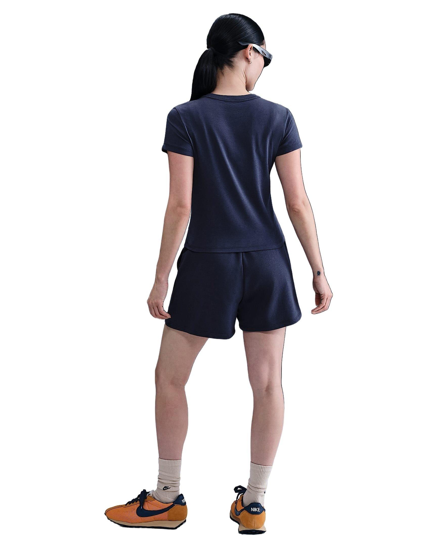 Nike Women's Sportswear Chill Terry Mid-Rise 4" French Terry Shorts -Navy - NAVY Thumbnail View 5