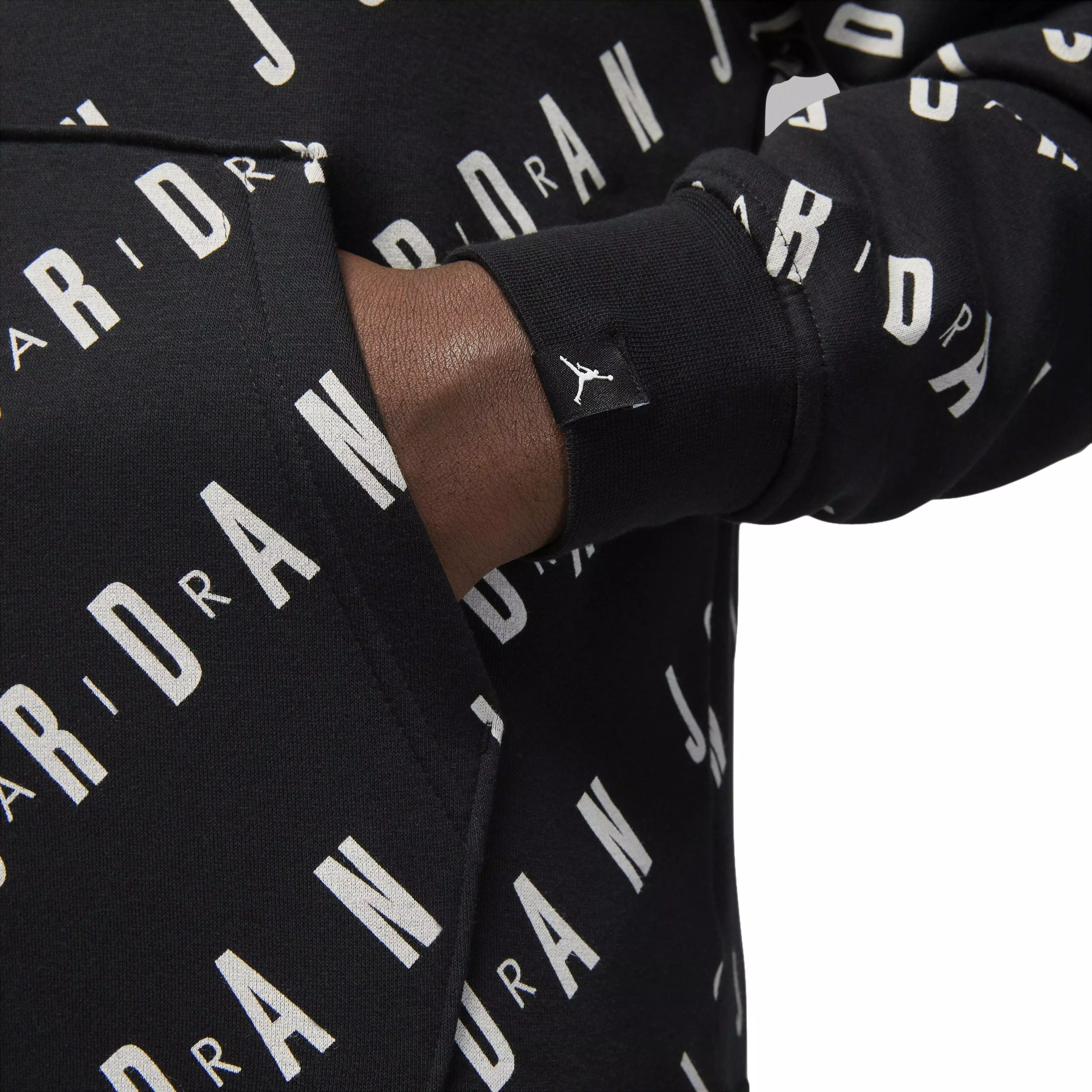 Jordan Men's Essential All Over Print Graphic Fleece Pullover Hoodie-Black - BLACK