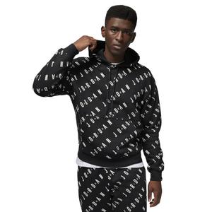 Jordan Men's Essential All Over Print Graphic Fleece Pullover Hoodie-Black - BLACK