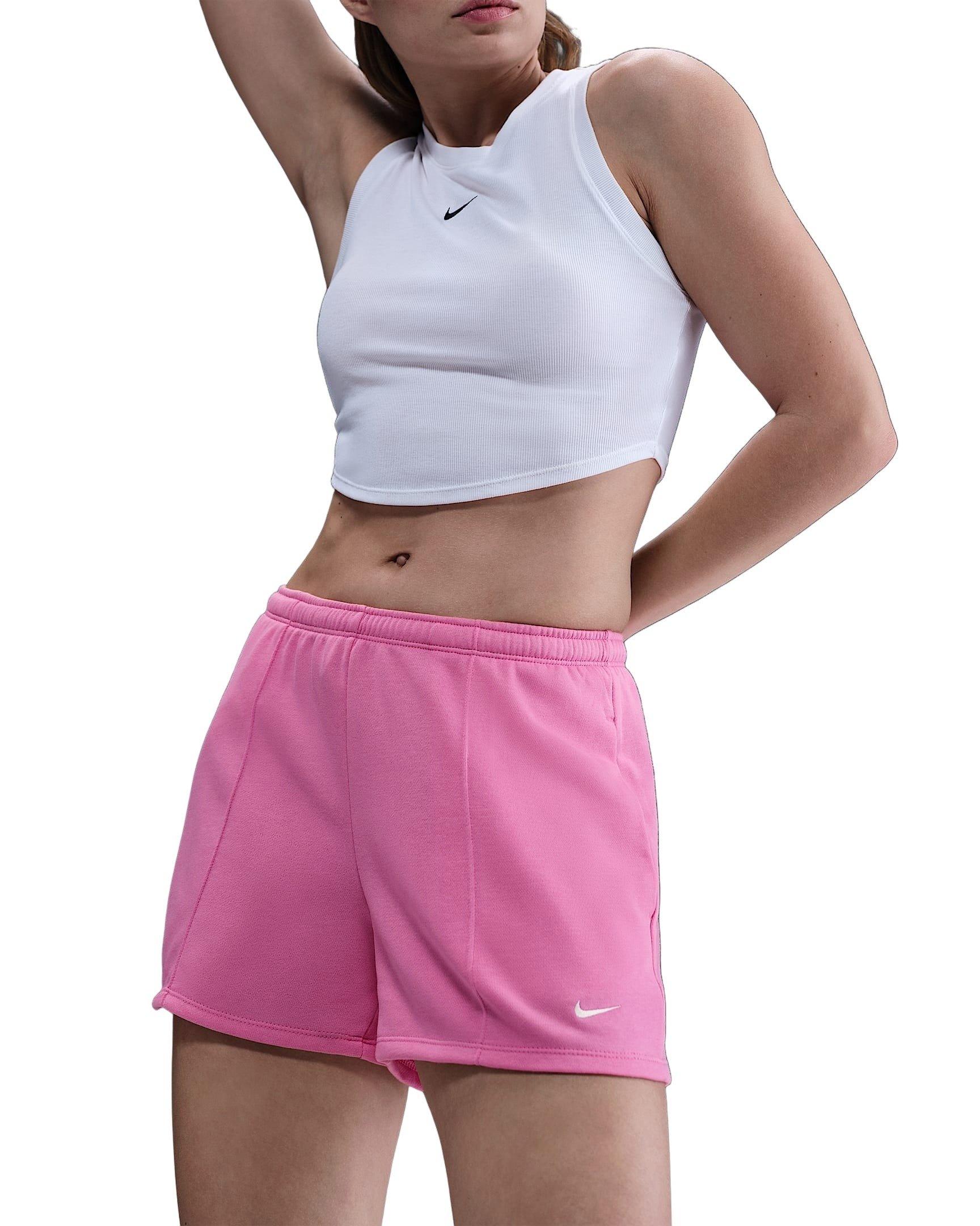 Nike Women's Sportswear Chill Terry Mid-Rise 4" French Terry Shorts -Pink - PINK Thumbnail View 1