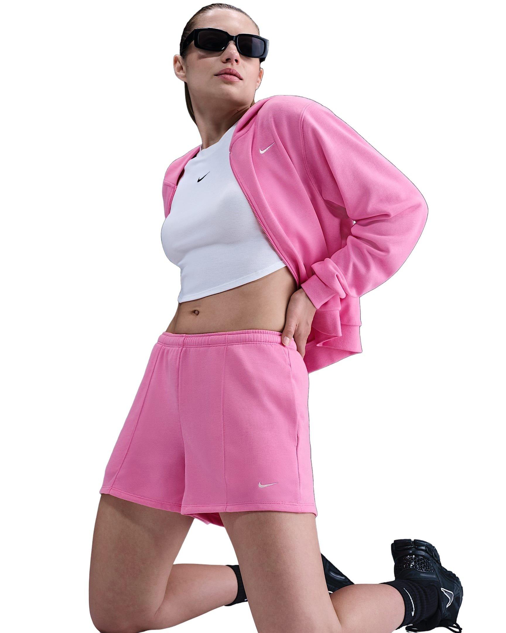 Nike Women's Sportswear Chill Terry Mid-Rise 4" French Terry Shorts -Pink - PINK Thumbnail View 3