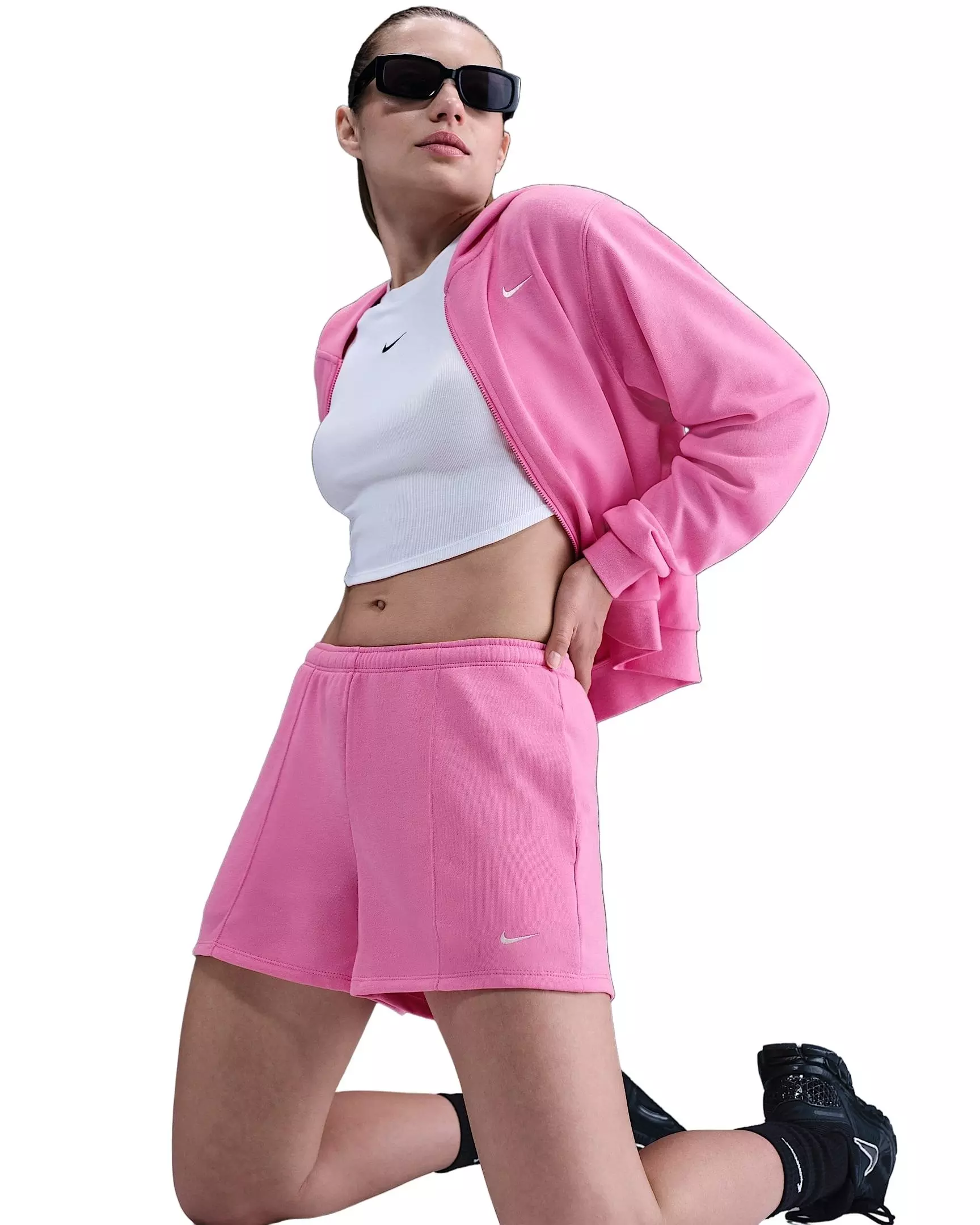 Nike Women's Sportswear Chill Terry Mid-Rise 4" French Terry Shorts -Pink - PINK