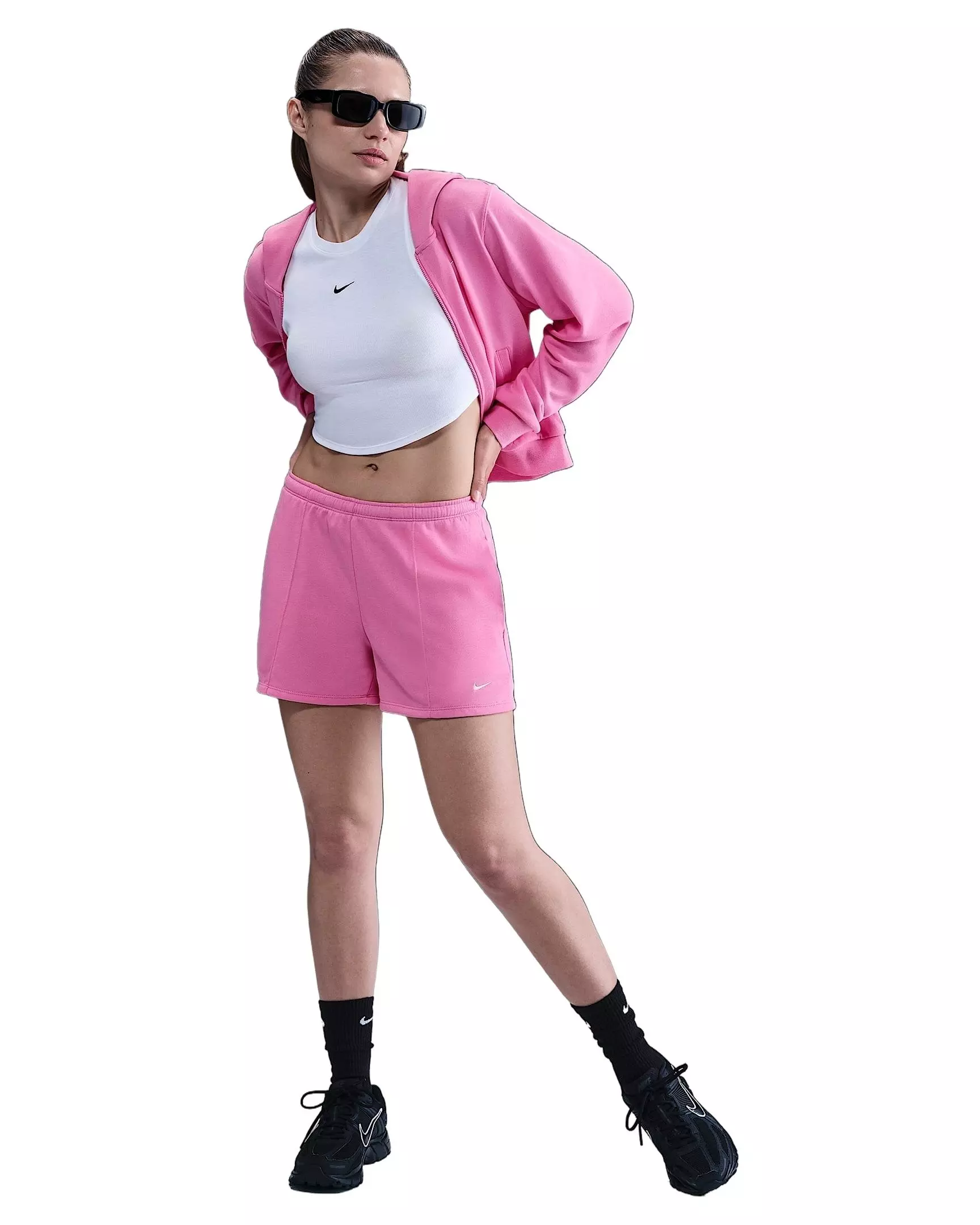 Nike Women's Sportswear Chill Terry Mid-Rise 4" French Terry Shorts -Pink - PINK