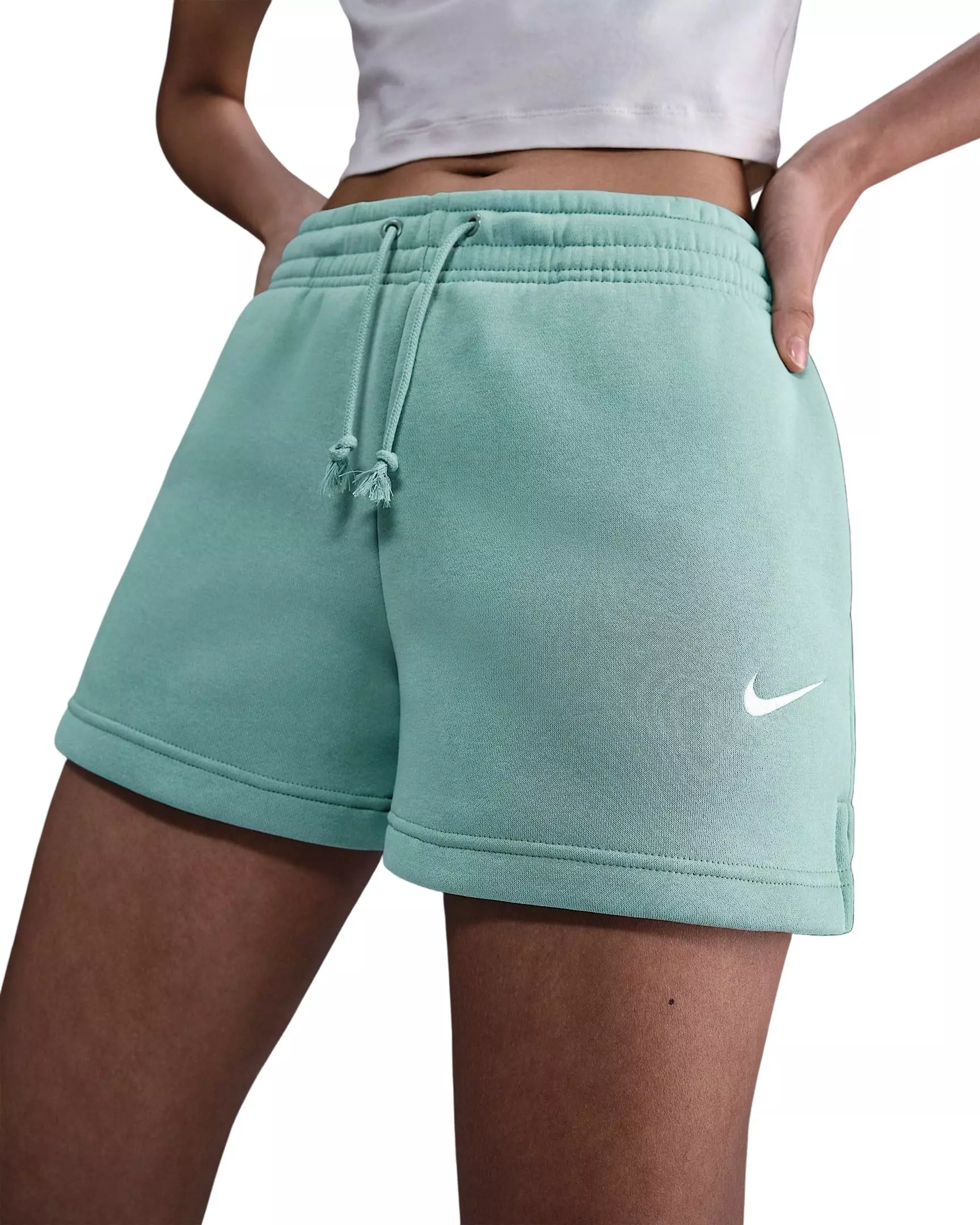 Nike Women's Sportswear Phoenix Fleece Mid-Rise 4" Shorts - Green - GREEN