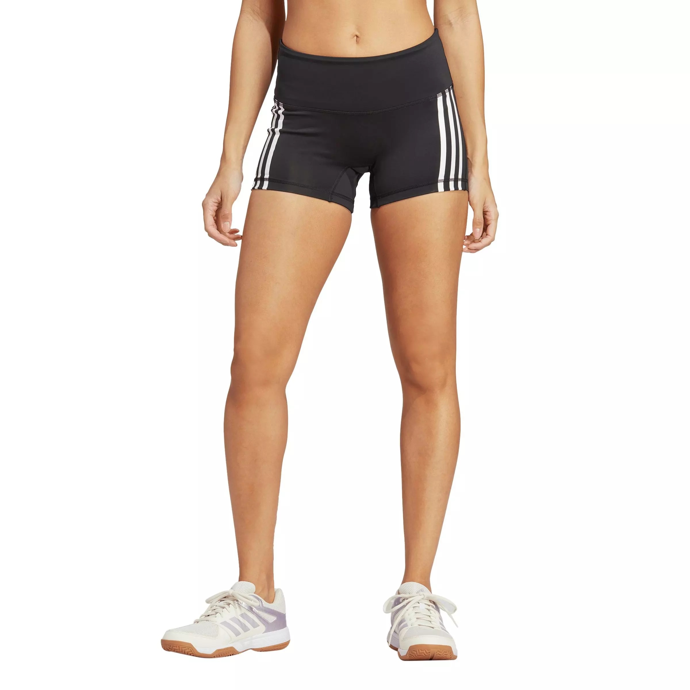 adidas Women's 3-Stripes Tight Volleyball Shorts -Black/White - BLACK