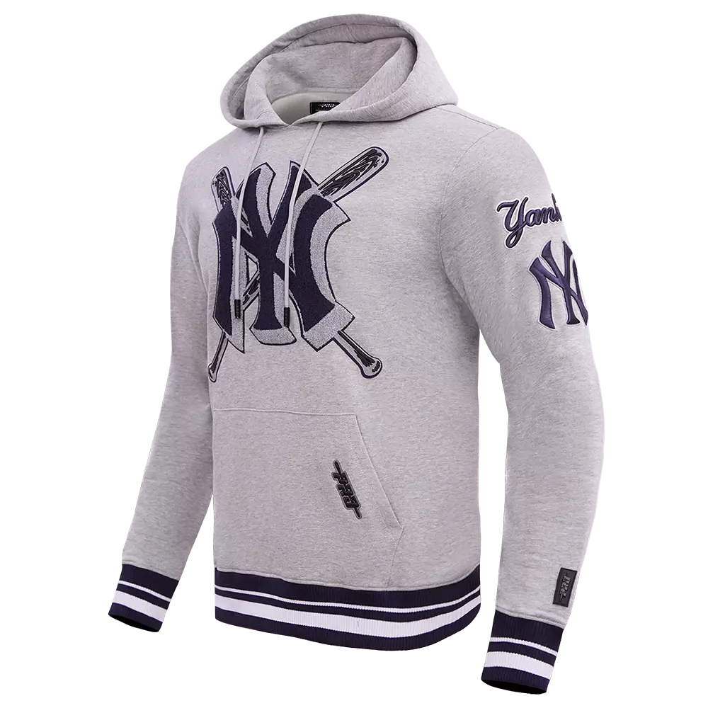 Pro Standard Men's MLB New York Yankees Mashup Rib PO Hoodie -Grey/Navy - GREY/NAVY