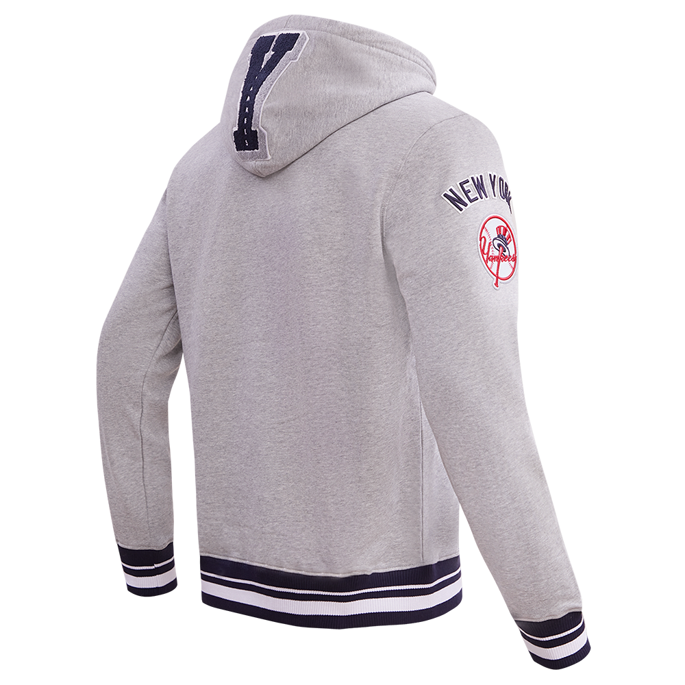 Pro Standard Men's MLB New York Yankees Mashup Rib PO Hoodie -Grey/Navy - GREY/NAVY Thumbnail View 4