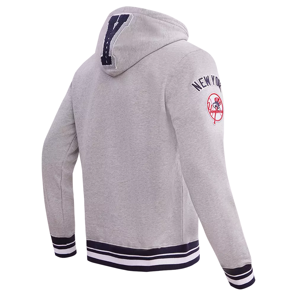 Pro Standard Men's MLB New York Yankees Mashup Rib PO Hoodie -Grey/Navy - GREY/NAVY